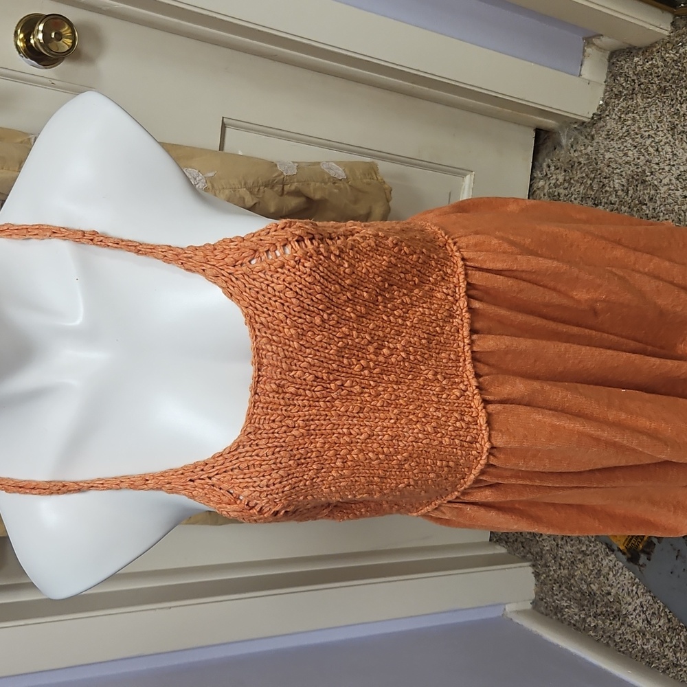 Free People Rust Knit Halter Dress